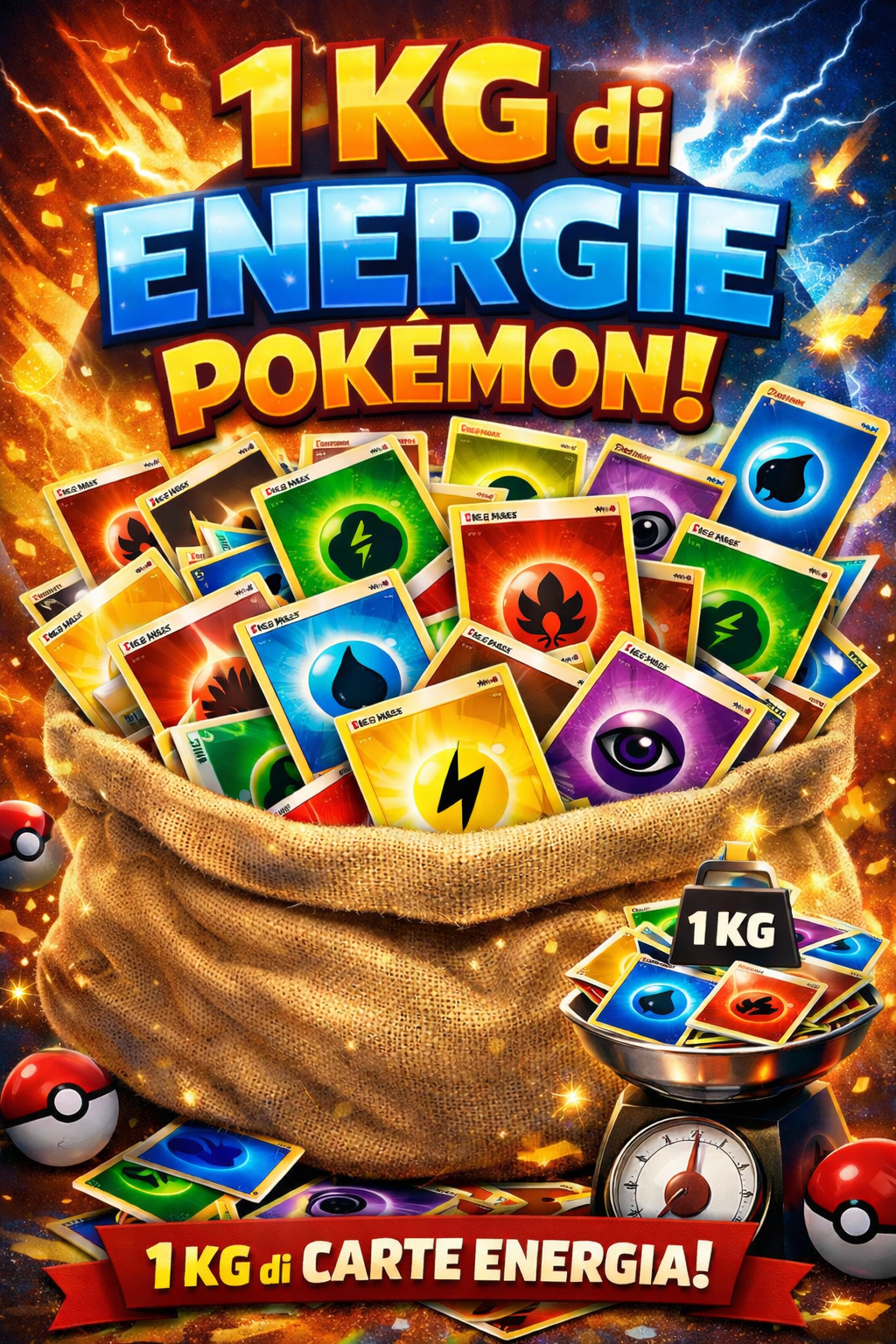 1 KG di Carte Energia Pokémon