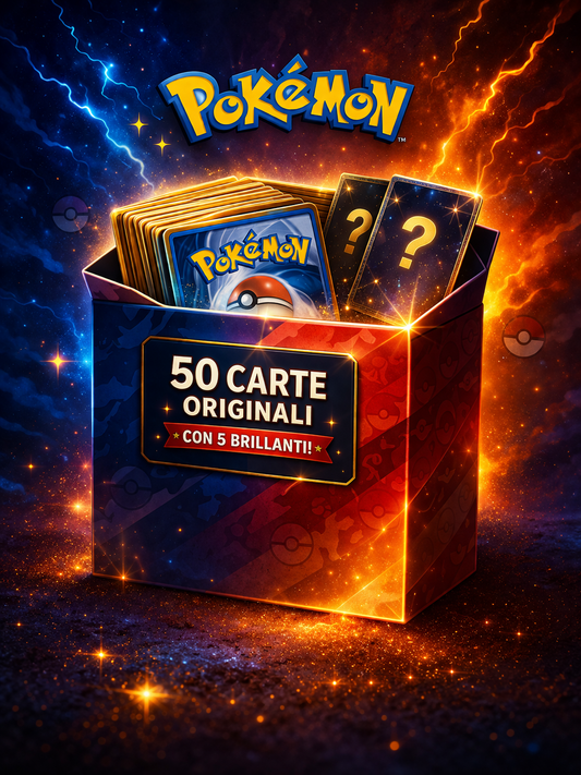 Box Pokémon da 50 Carte + 5 Brillanti Garantite